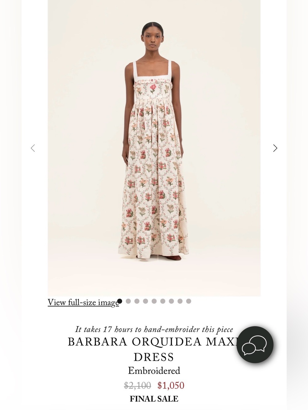 Agua by Agua Bendita Barbara Floral Hand Embroidered linen Maxi Dress NWT - Picture 7 of 9